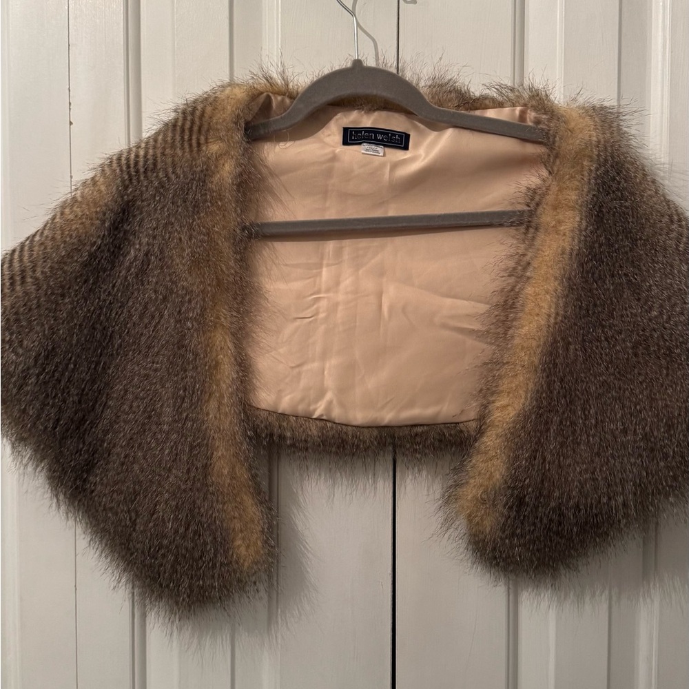John Weitz Brown Faux Fur Cape